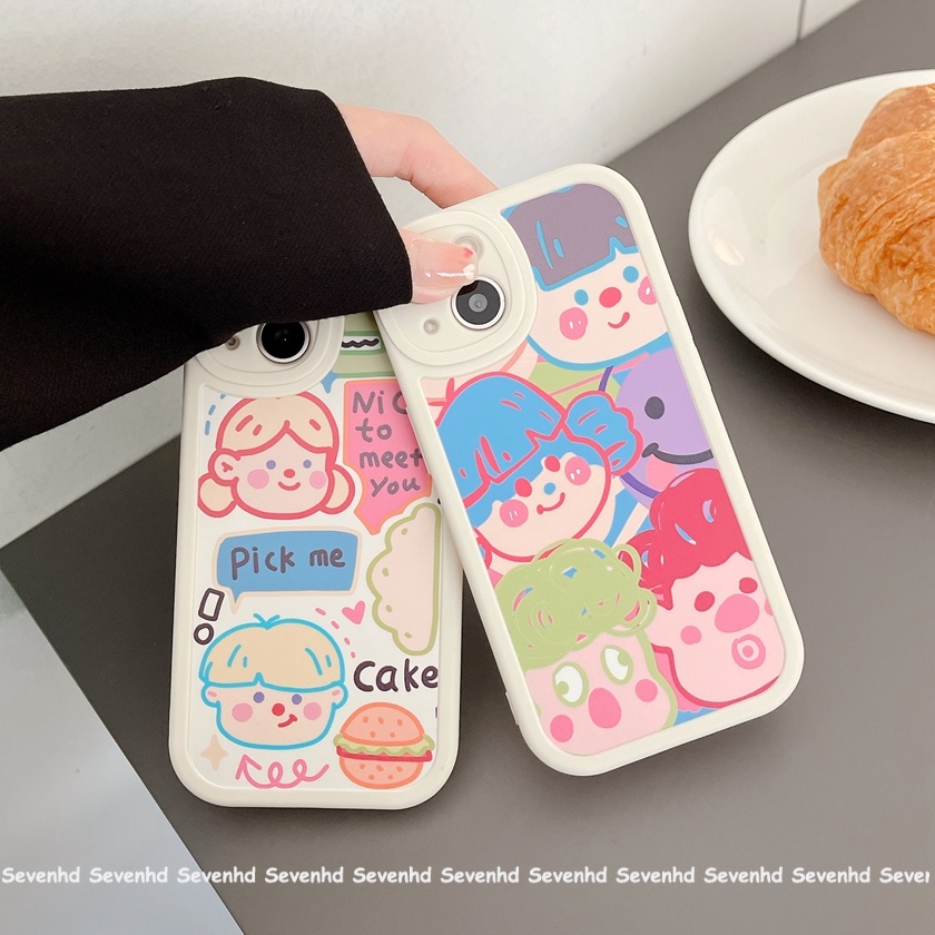 Ốp Điện Thoại Họa Tiết Hoạt Hình Cô Gái Doodle Dễ Thương Cho iPhone 13 12 11 Pro Max SE2020 X XR Xs Max 7 8 Plus