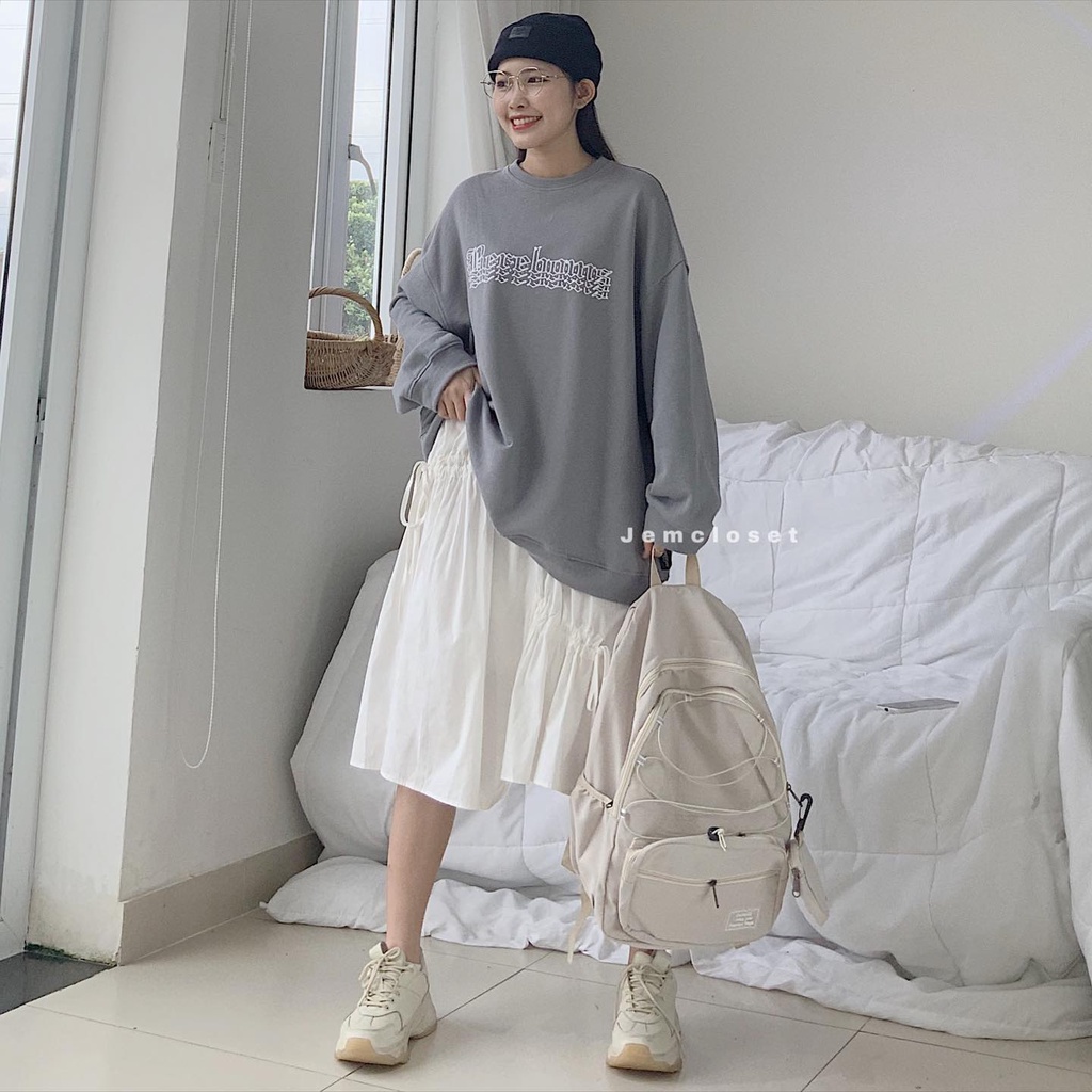 Áo Sweater Nữ Tay Dài Dáng Rộng Phong Cách Hàn Quốc Áo Sweater Form Rộng Dễ Thương Cho Nữ BERE 3 Màu Đen Trắng Xám 10017