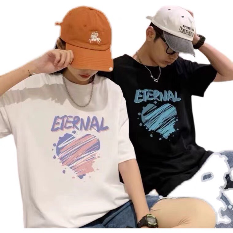 Áo đôi tim xanh, Áo đôi nam nữ, Áo thun Unisex From rộng, chất đẹp mặc không xù - MODY