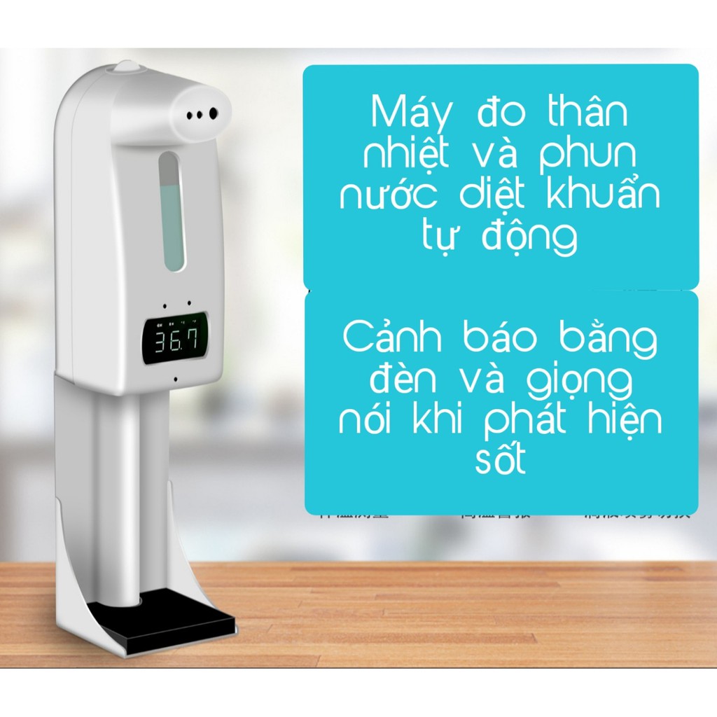 Nhiệt kế hồng ngoại K10 Pro + máy khử trùng khử trùng 2 trong 1 / đo nhiệt độ / rửa tay / khử trùng / cảm ứng tự động dung tích 1000ml