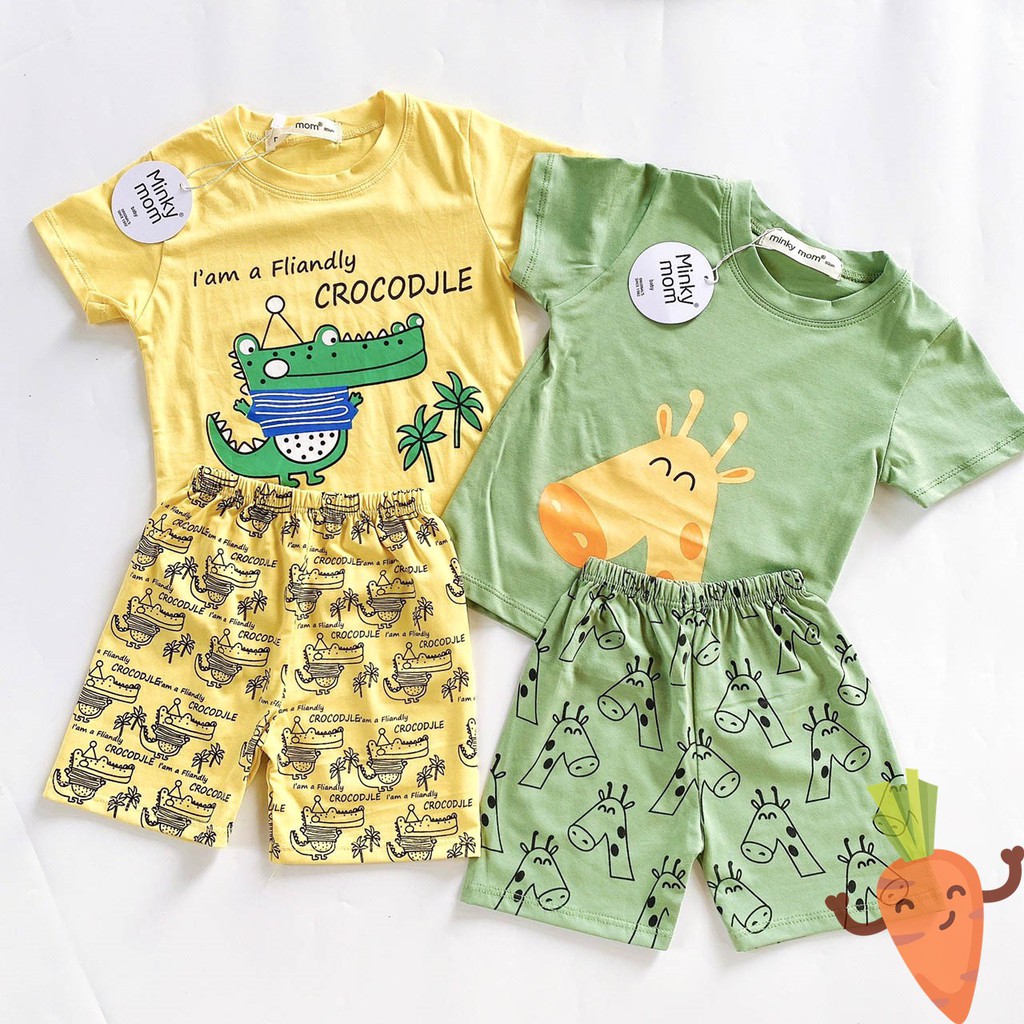 [SALE] Bộ Cộc Tay Minky Mom Cho Bé Họa Tiết Động Vật Dễ Thương Chất liệu Cotton 100%, Bộ Hè Trẻ Em Ngắn Tay MKM2105