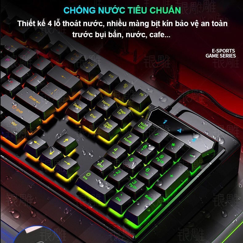 Bàn Phím Kèm Chuột Giả Cơ Có Dây Gaming Tích Hợp Đèn Led, Ánh Sáng Rực Rỡ Dùng Cho Laptop Và PC