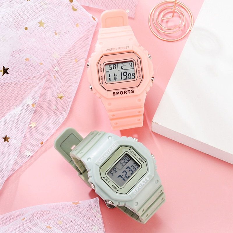 Simple Green Matcha Watch Unicorn Small Fresh College Style Electronic Watch Ins Waterproof Sports Watch YUES