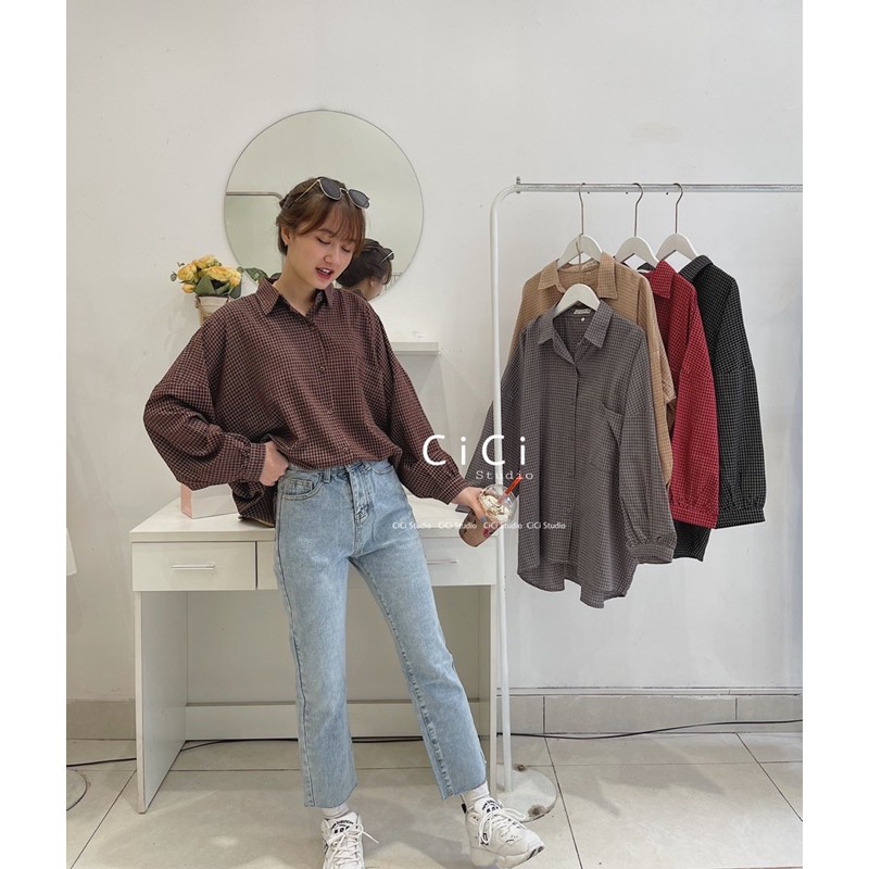 [Mã FATHANG5 giảm 10K đơn 50K] Áo sơmi kẻ caro CICISTUDIO