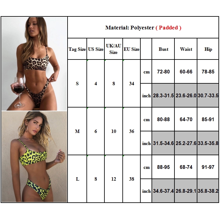 Set bikini in họa tiết da báo có mút đệm quyến rũ dành cho nữ