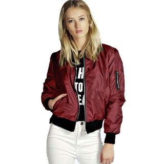 ☛☏❤Áo Khoác Bomber Dáng Ôm Phối Khóa Kéo Cá Tính Thời Trang Vintage Cho Nữ