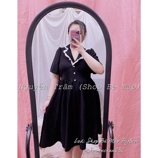 Đầm Babydoll Cổ Vest Phối Bèo BigSize 67-87Kg [Hình Thật Chính Chủ]