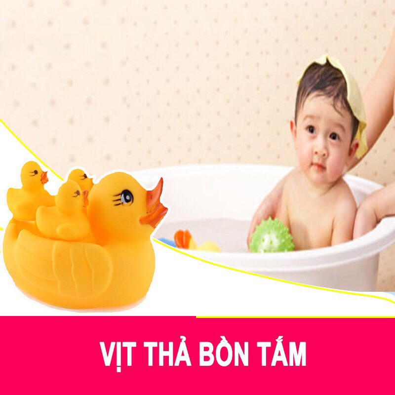 Đồ chơi bộ vịt thả bồn tắm cho bé, gồm 1 vịt mẹ và 2 vịt con cực dễ thương