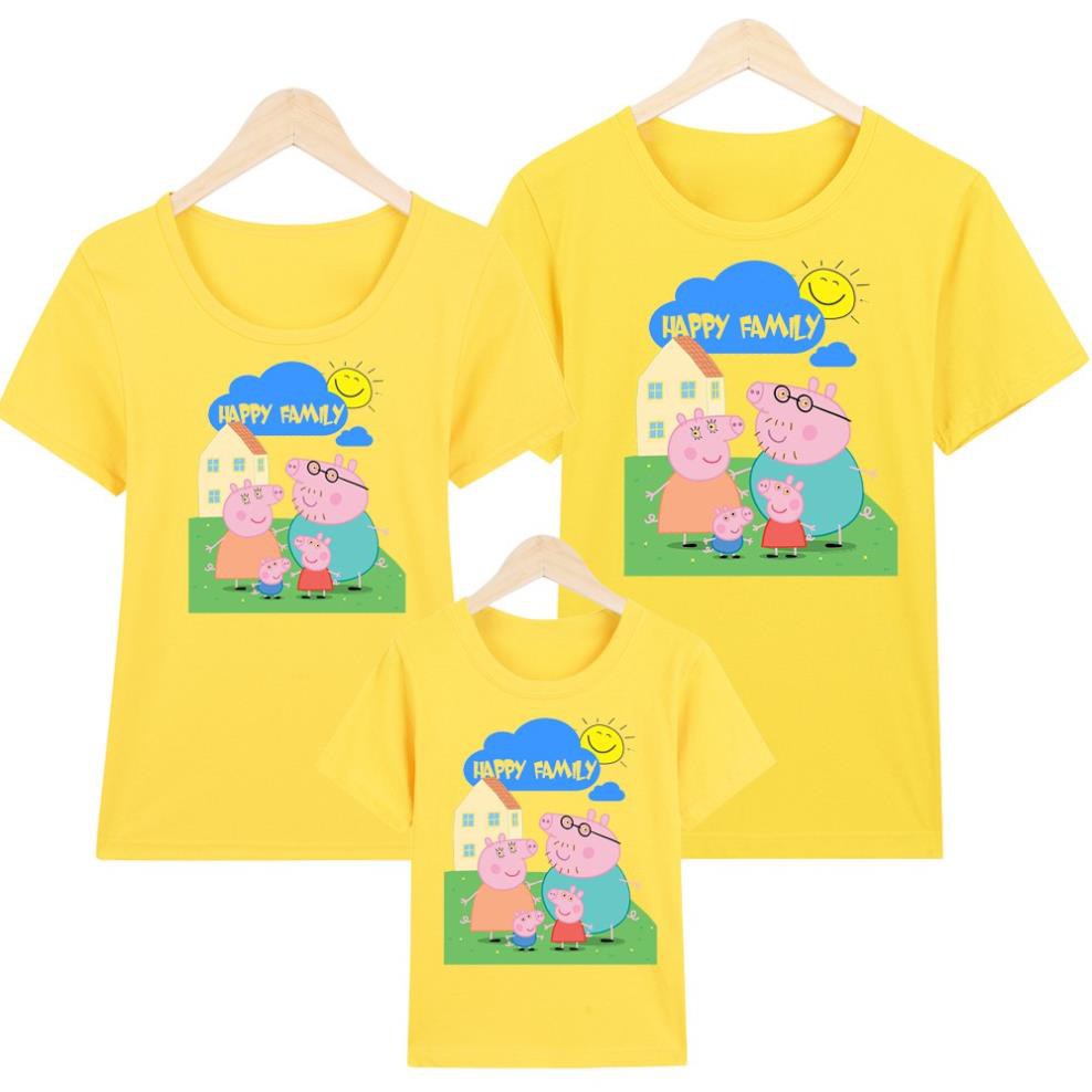 Áo gia đình in hình peppa pig Happy Family -M21-Thương Hiêu HALEY