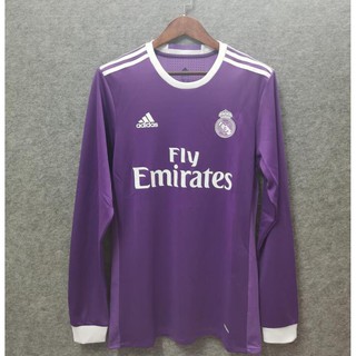 16-17 Real Madrid Long Tay áo bóng đá Retro Jersey