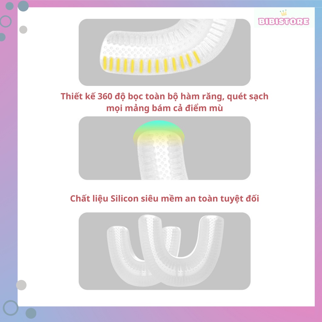 Đầu Bàn Chải Chữ U Silicon Thay Thế, Dùng Cho Các Loại Bàn Chải Điện Trẻ Em, Chất Liệu Silicon Cấp Thực Phẩm- An Toàn