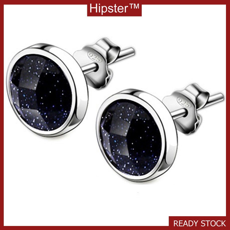 Hoa Tai Bạc Nam Bông Tai Kim Cương Thạch Anh Tím Theo Phong Cách Hàn Quốc Trang Sức