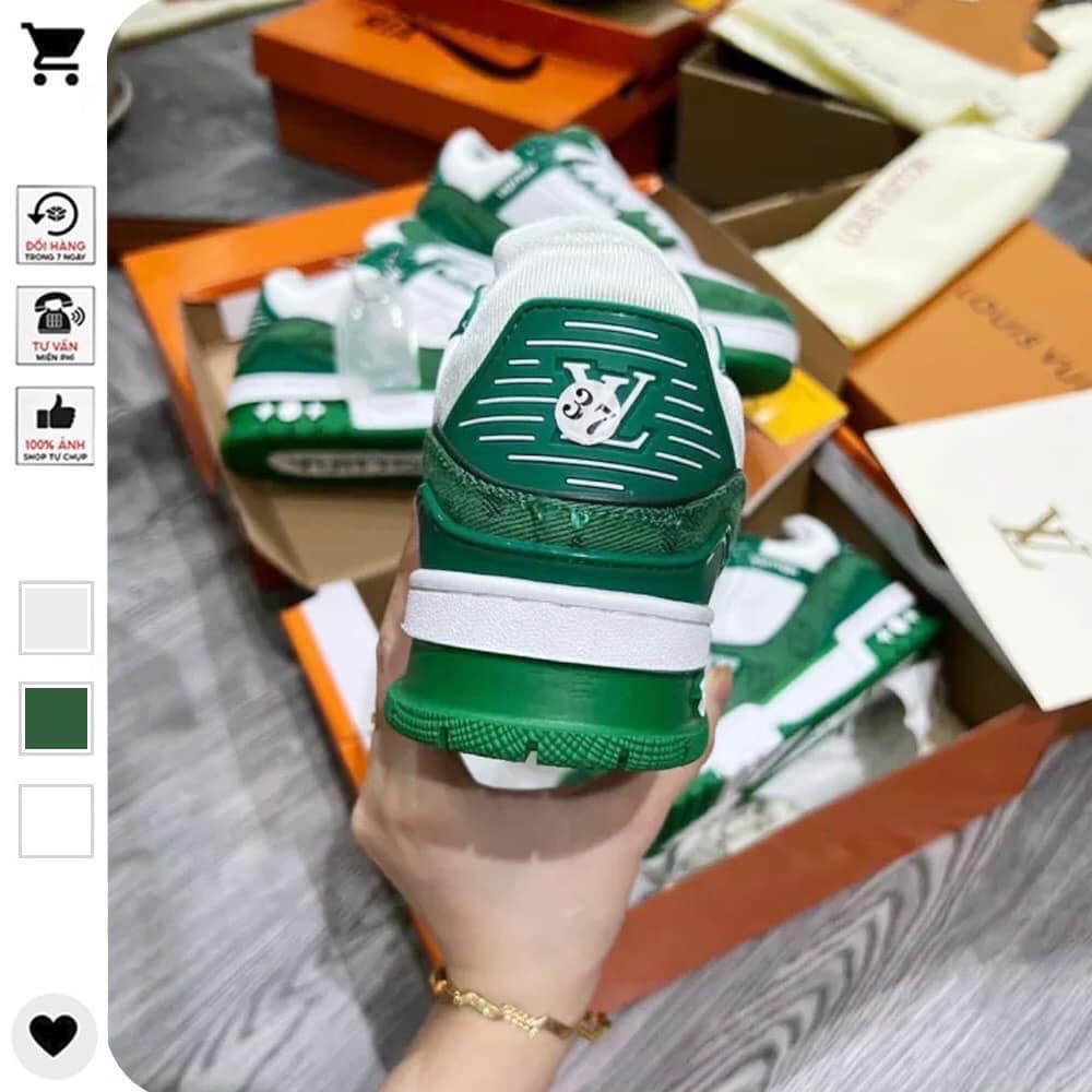 Giày LV Louis Vuitton Trainer Black White, Giày Sneaker LV Nam Nữ Mẫu Mới Hot Hit 2 Phiên Bản Màu Sắc Hàng Cao Cấp