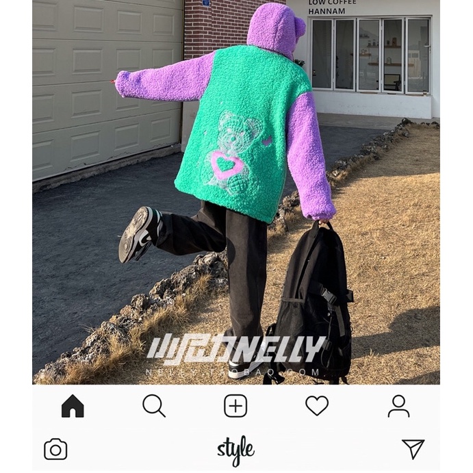 Áo khoác nelly nỉ bông sale (có sẵn) cổ tím nhạt
