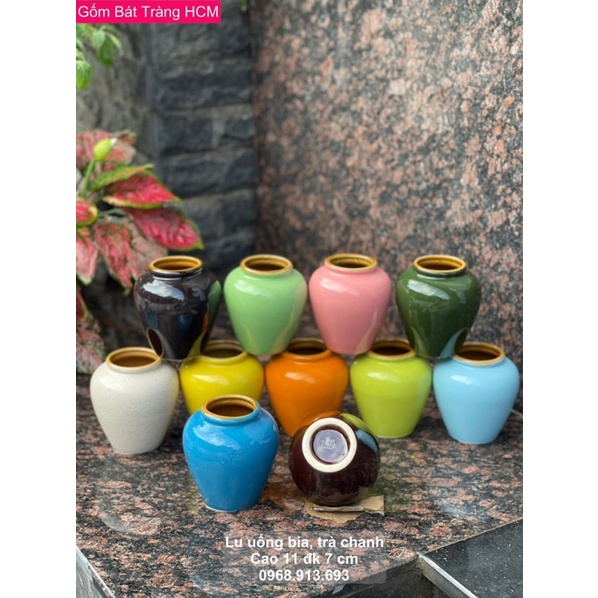 Lu uống bia, ly trà chanh, lu nước trái cây, đủ màu sắc, vàng, cam, hồng, đỏ, xanh ngọc, xanh lá, xanh dương, nâu...