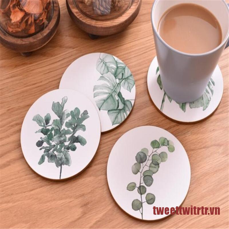 TRTR Plant Printing Ceramics Cup Pad Non-Slip Heated Mat Coffee Tea Drink Mat