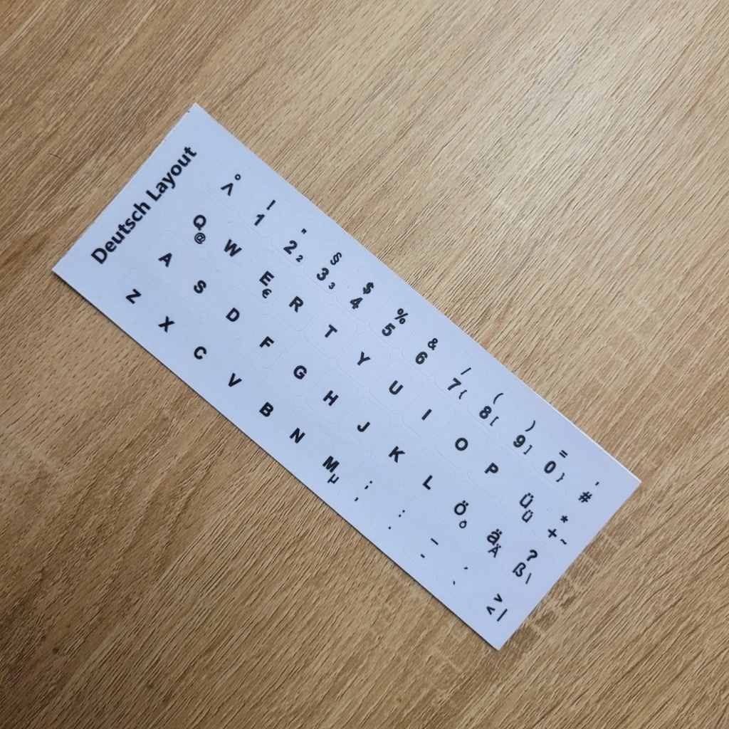 Sticker Dán Bàn Phím ĐỨC - ANH - Miếng Dán Song Ngữ - Bề Mặt Nhám - Chất Liệu Cao - Hàng Tự Sản Xuất