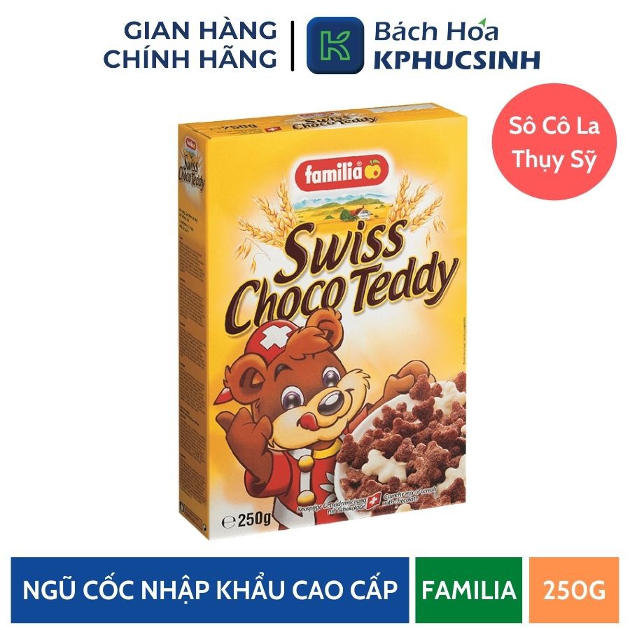 Ngũ cốc sô cô la thụy sỹ hình gấu cho trẻ em hiệu Familia 250g KPHUCSINH - Hàng Chính Hãng