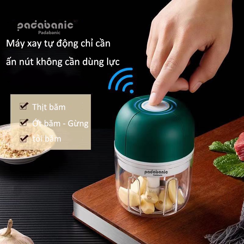 Padabanic Máy Xay Thịt Xay Tỏi Ớt Loại 3 Lưỡi / 2 Lưỡi 250ml /100 ml Nhà Bếp Đa Năng Sạc USB Tích Điện Siêu Tiện Lợi