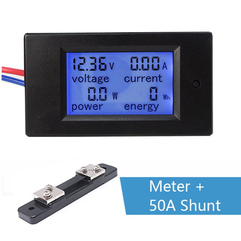 20A / 50A / 100A Kỹ thuật số DC 6.5-100V Vôn kế Ampe kế LCD 4 trong 1 Điện áp DC Dòng điện Công suất Máy đo năng lượng Máy dò Amperimetro Shunt