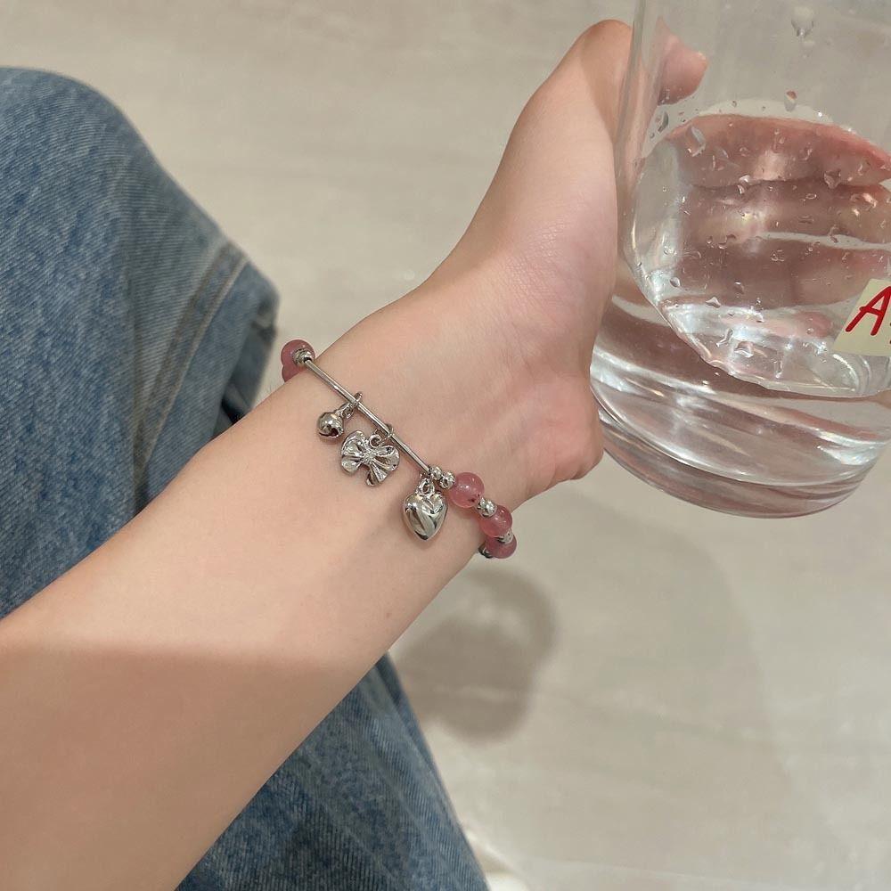 Quả Dâu Tây QQMALL|Vòng Tay Chuỗi Hạt Phong Cách Vintage Thanh Lịch Cho Nữ