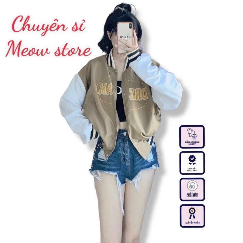 Áo khoác bomber dù 2 lớp croptop cute