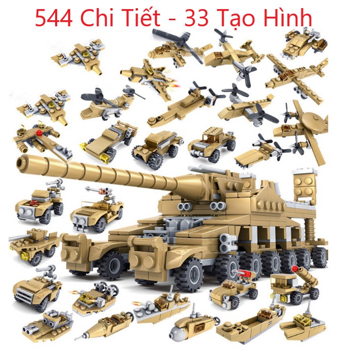 [544 CHI TIẾT-HÀNG CHUẨN] BỘ ĐỒ CHƠI XẾP HÌNH LEGO XE TĂNG - 33 Tạo Hình