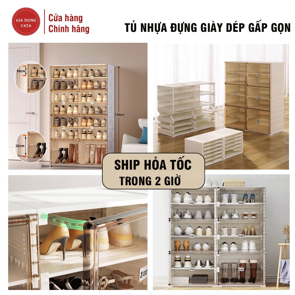 Tủ nhựa đựng giày dép gấp gọn cao cấp MAYI BOX, Hộp đựng giày nhựa cứng PP trong suốt 8 ngăn, 12 ngăn, 16 ngăn, 20 ngăn