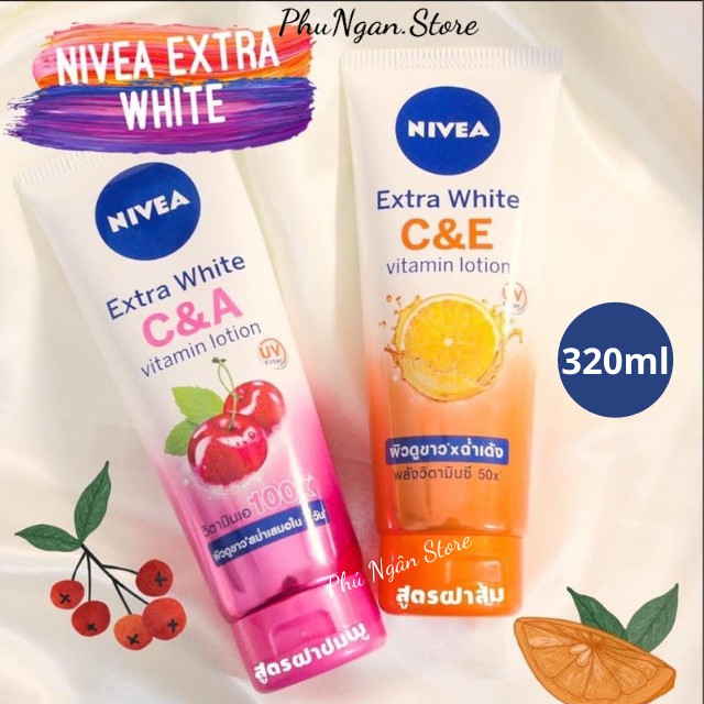 Sữa Dưỡng Thể Nivea Extra White C&E Vitamin Lotion trắng da dưỡng ẩm Thái Lan 320ml