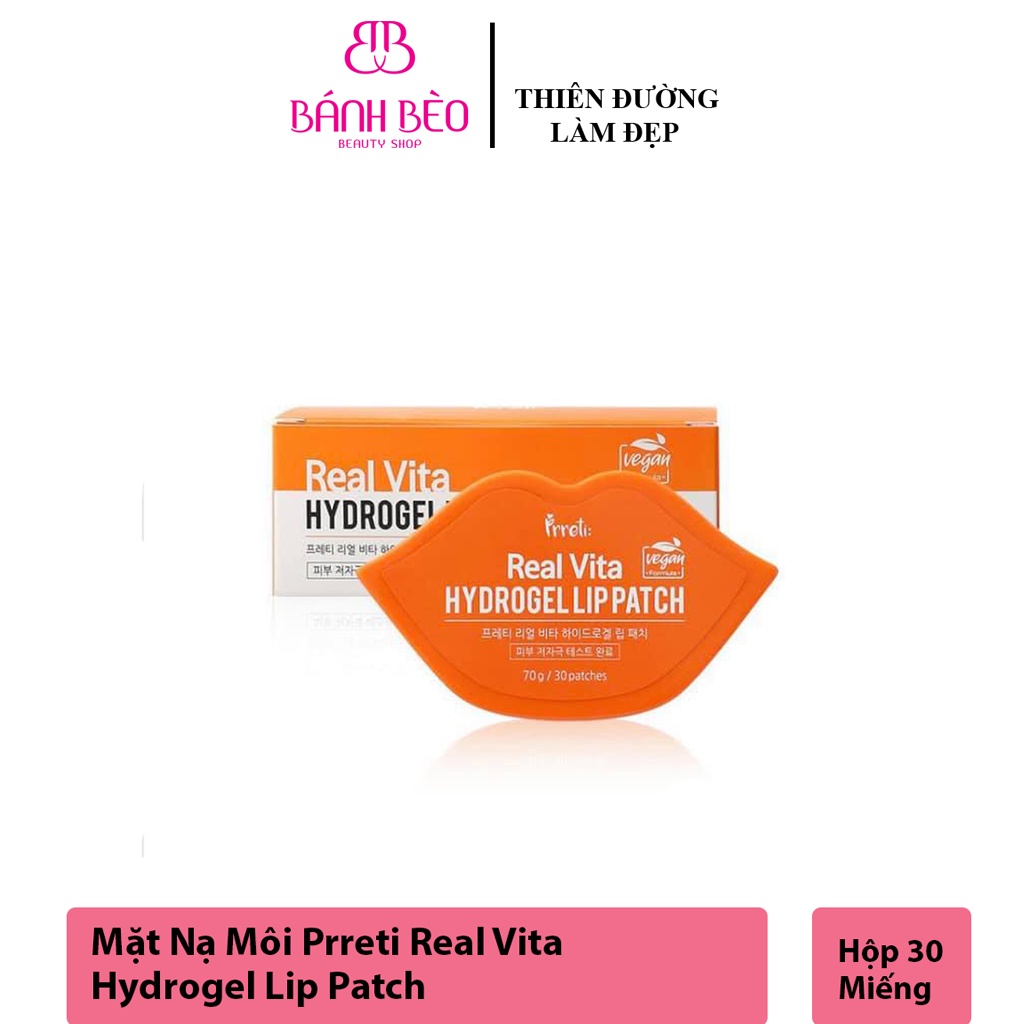 Mặt nạ dưỡng môi Prreti Real Vita Hydrogel Lip Patch (Hộp 30 miếng)