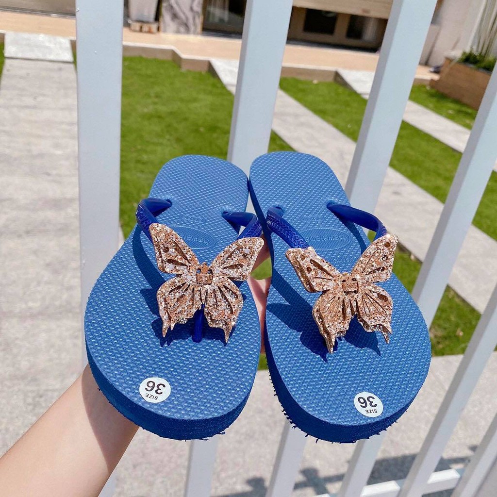 Dép havaianas gắn bướm kim tuyến