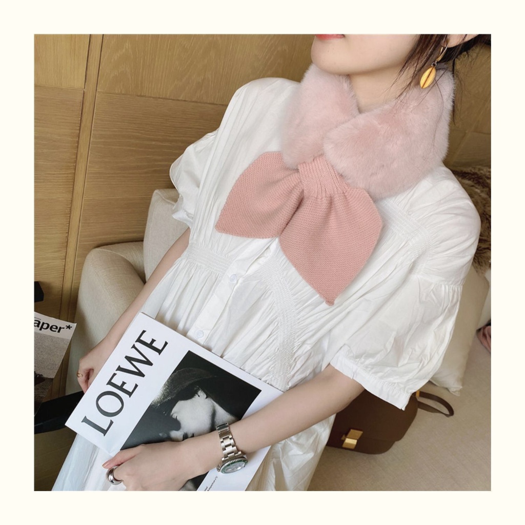 Khăn choàng cổ len lông cừu dày phong cách Hàn Quốc xinh xắn ấm áp dành cho nữ