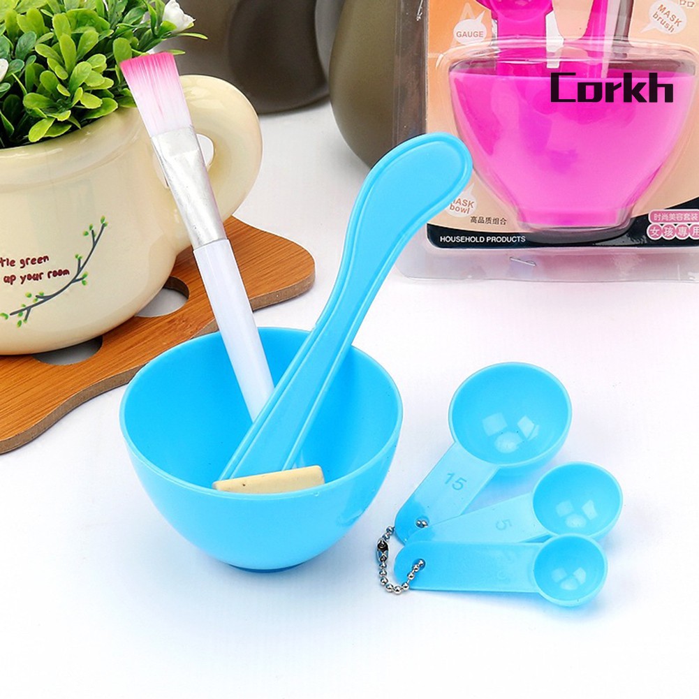 corkh 4 in 1 DIY Homemade Makeup Beauty Facial Face Mask Bowl Brush Spoon Stick Tools