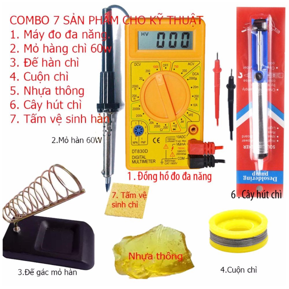 combo 7 món dụng cụ (Trọng Nghĩa shop )DT 832 CÓ LOA BÁO THÔNG MẠCH