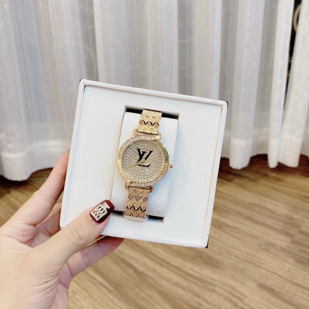 Đồng hồ LV kim loại full đá sang chảnh, bảo hành 12 tháng
