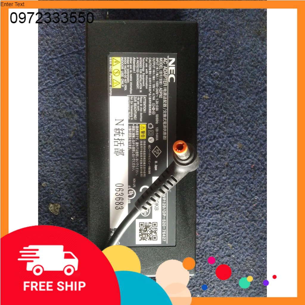 sạc Laptop NEC, TOSHIBA 19v - 3,42a 4.74A zin