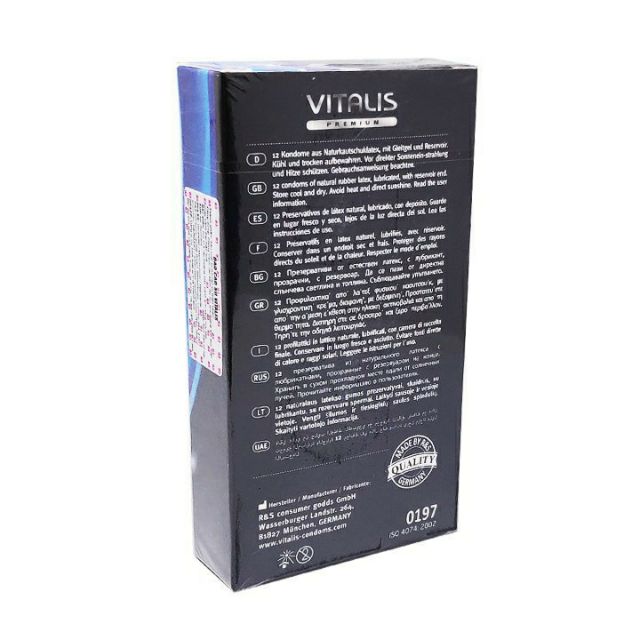 Bao Cao Su Siêu Mỏng  Kéo Dài Thời Gian Vitalis Natural đức hộp 12 cái