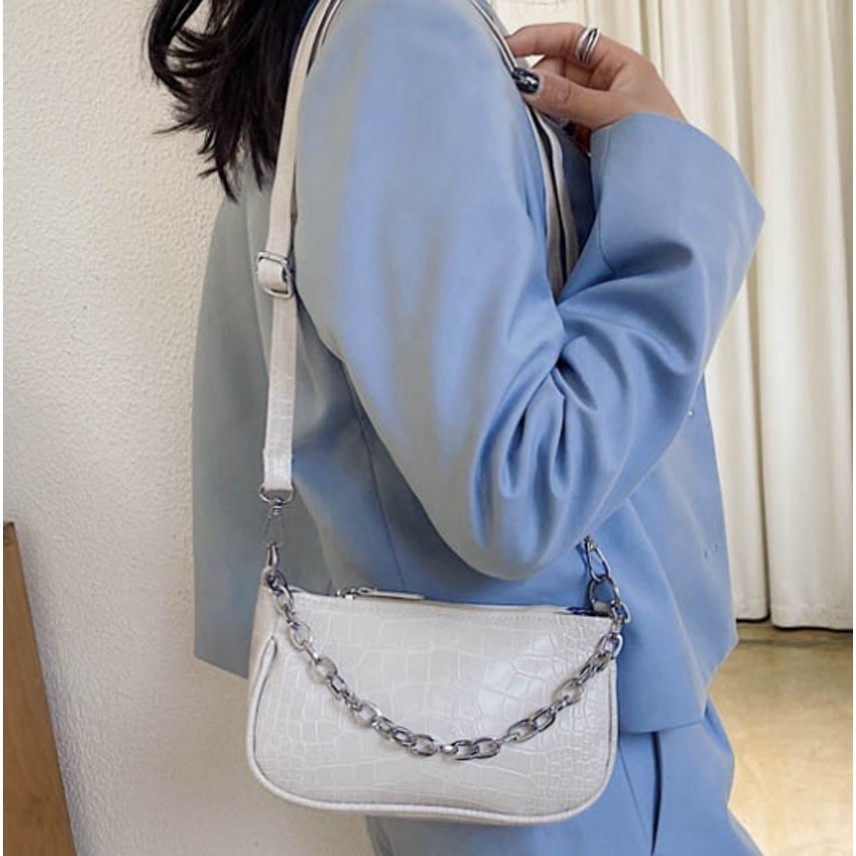 Túi kẹp nách nữ hàng hiệu chuẩn hàn phối xích bạc năng động  TDC2104