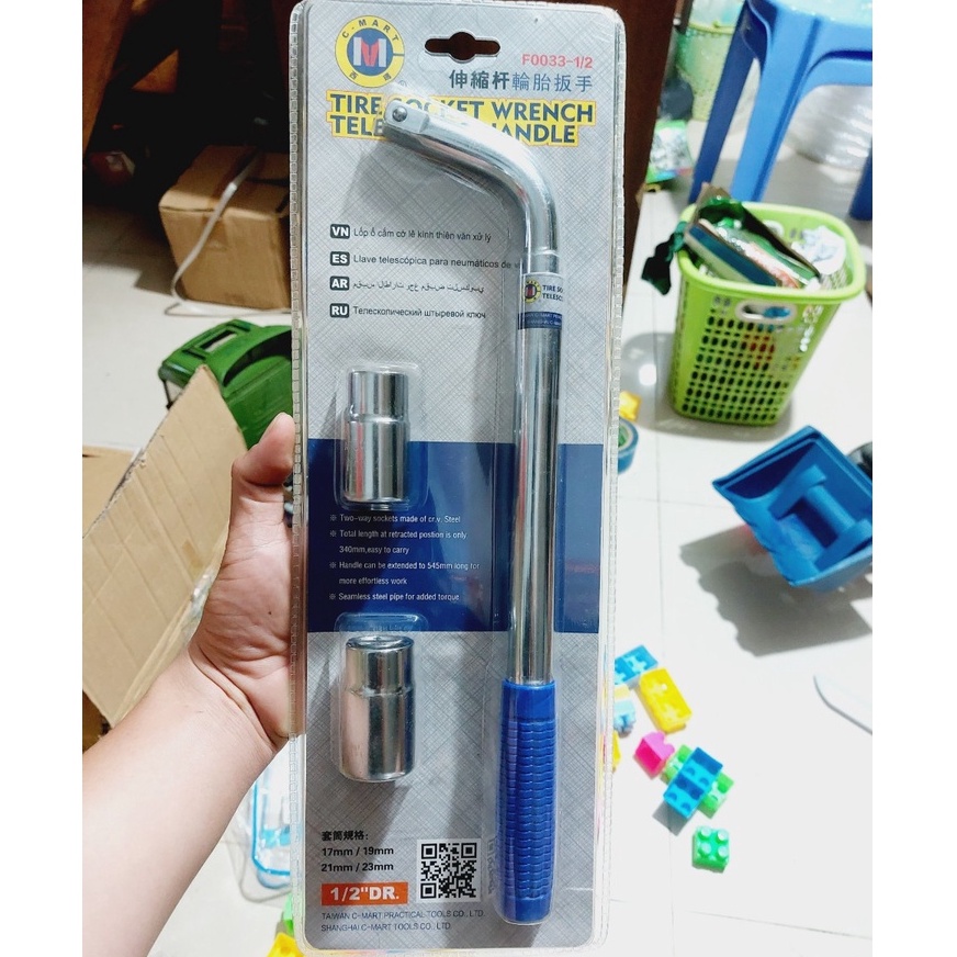 Bộ Típ, Cây Xiết Ốc L 1/2&quot; Tháo Mâm Xe Đầu Típ 2 Đầu (17*19mm)-(21*23mm) F0033 CMART