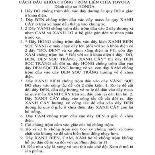 Bộ chống trộm 5 nút hàng loại 1 lắp tất cả các loại xe