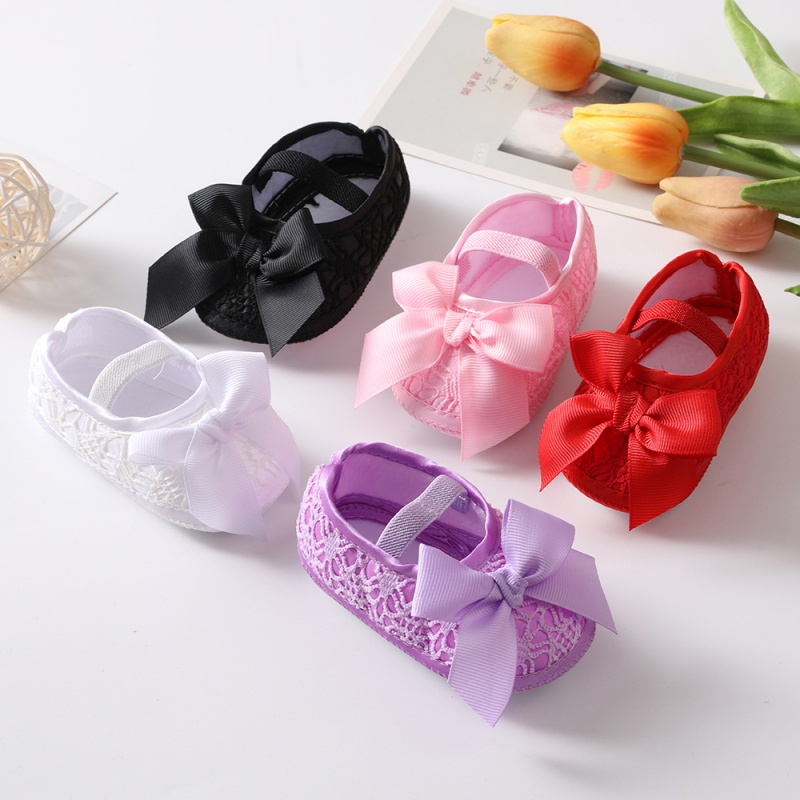 Bộ 2 Chiếc Giày Công Chúa + Giày Vải Satin Mềm Thắt Nơ Cho Bé Gái Tập Đi