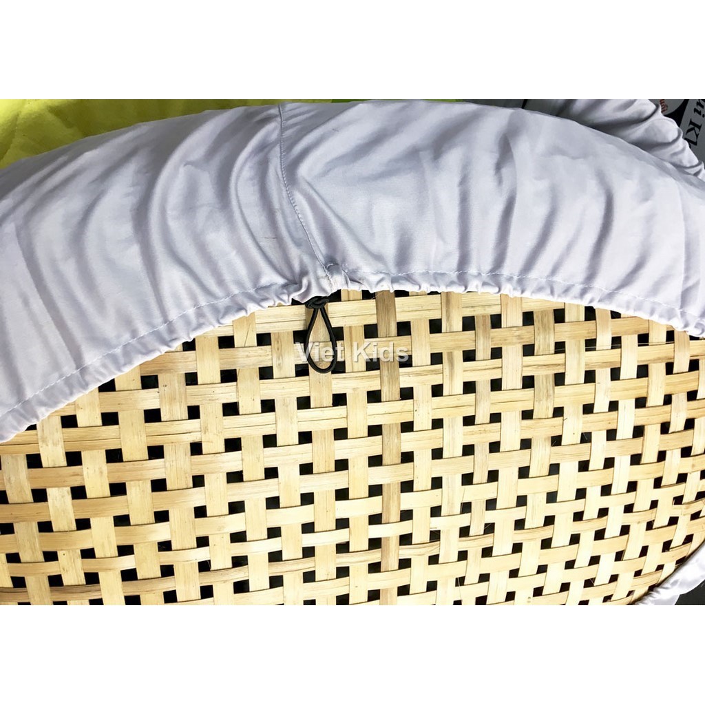 Nệm lót nôi tre đặt võng Viet kids an toàn cho bé vải cara trơn màu nhiều size