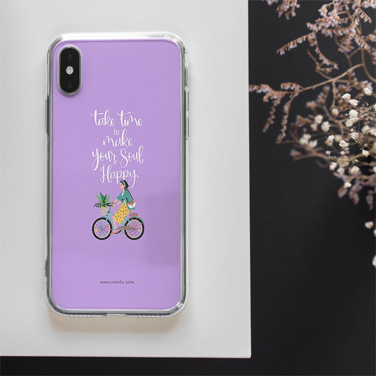 Ốp Lưng Câu nói hay make soul happy nền tím Iphone 7/7Plus/8/8Plus/X/Xs/Xs Max/11/11 Promax/12/12 Promax TXT20210116