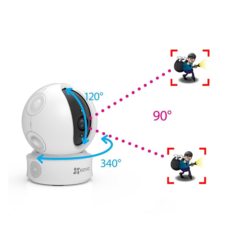 Camera IP WIFI 4MB EZVIZ C6W Siêu Nét 2K, Đàm thoại 2 chiều, Quay 360, Theo dõi chuyển động [ c6n a22ep ] - Chính hãng