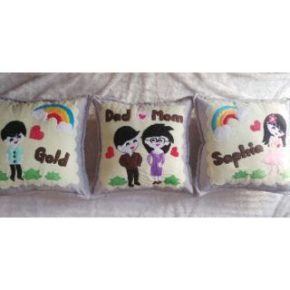 Bộ 3 gối tựa lưng sofa handmade chibi theo yêu cầu