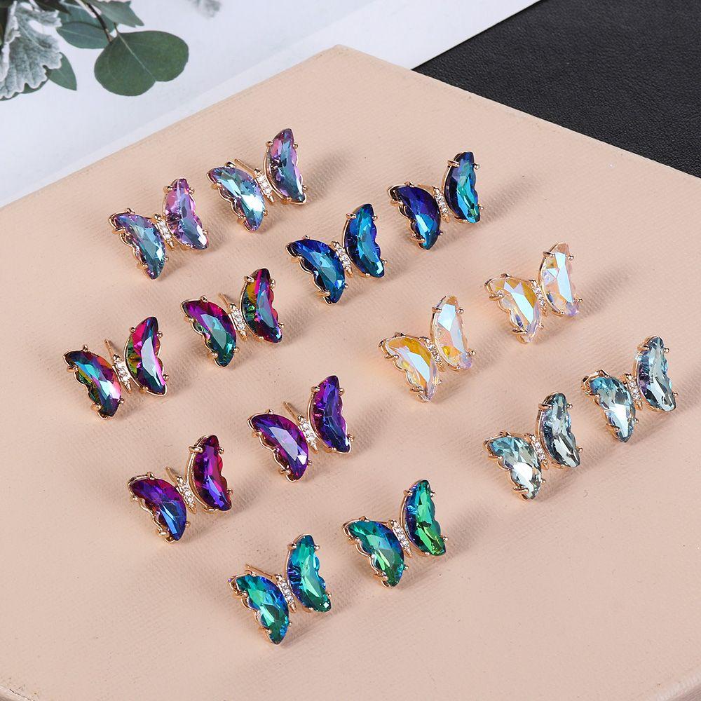 BSUNS 1 Đôi Bông Tai Xỏ Lỗ Bằng Đồng Màu Sắc Gradient Phong Cách Retro