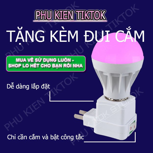 Đèn LED tiktok triệu view màu ĐỎ, MÀU hồng tím Đèn Led màu quay tiktok decor trang trí nhà cửa - tặng kèm đui cắm