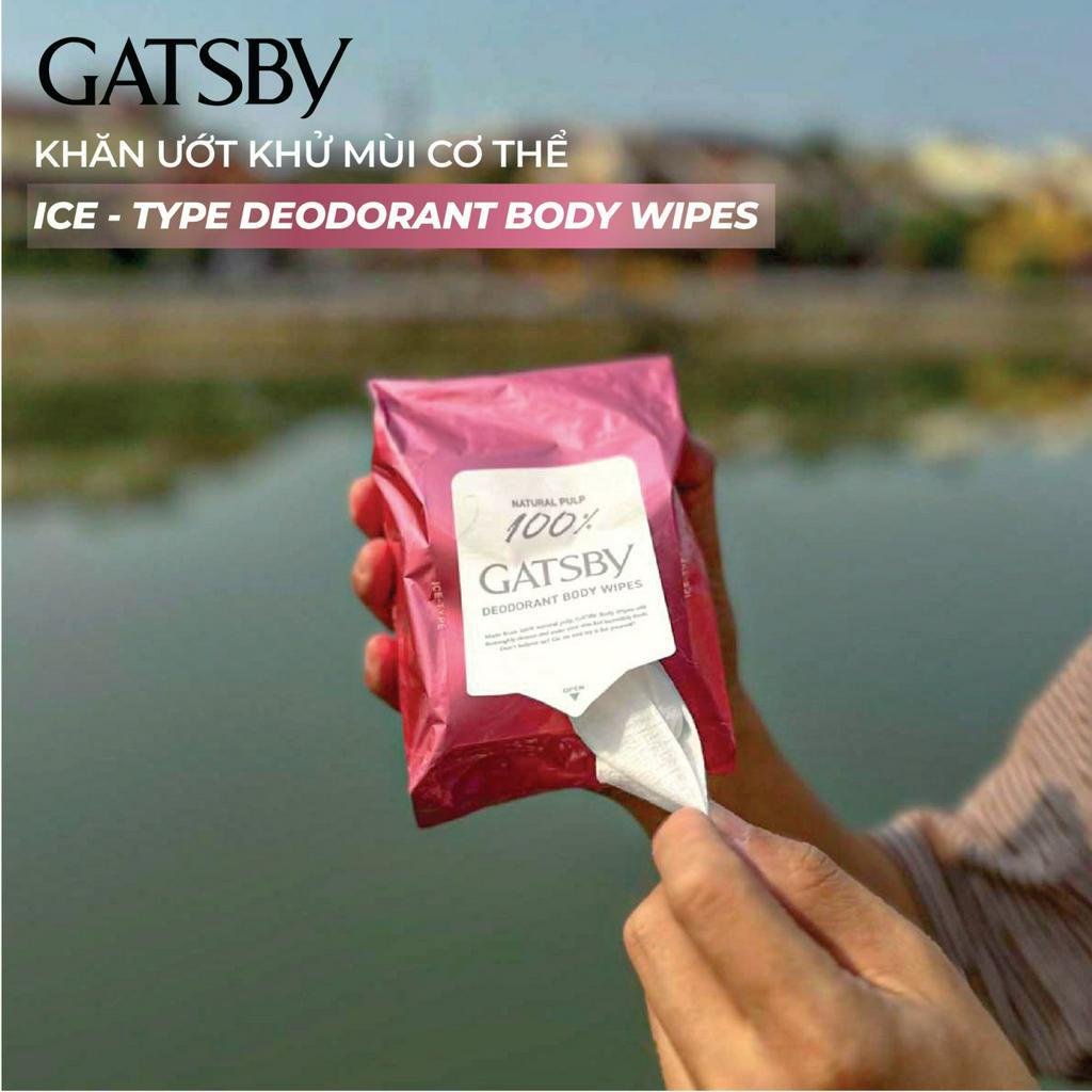 Khăn ướt khử mùi cơ thể GATSBY ice-type deodorant body wipes freeze peach u Siêu Mát Lạnh Hương Đào 30 tờ
