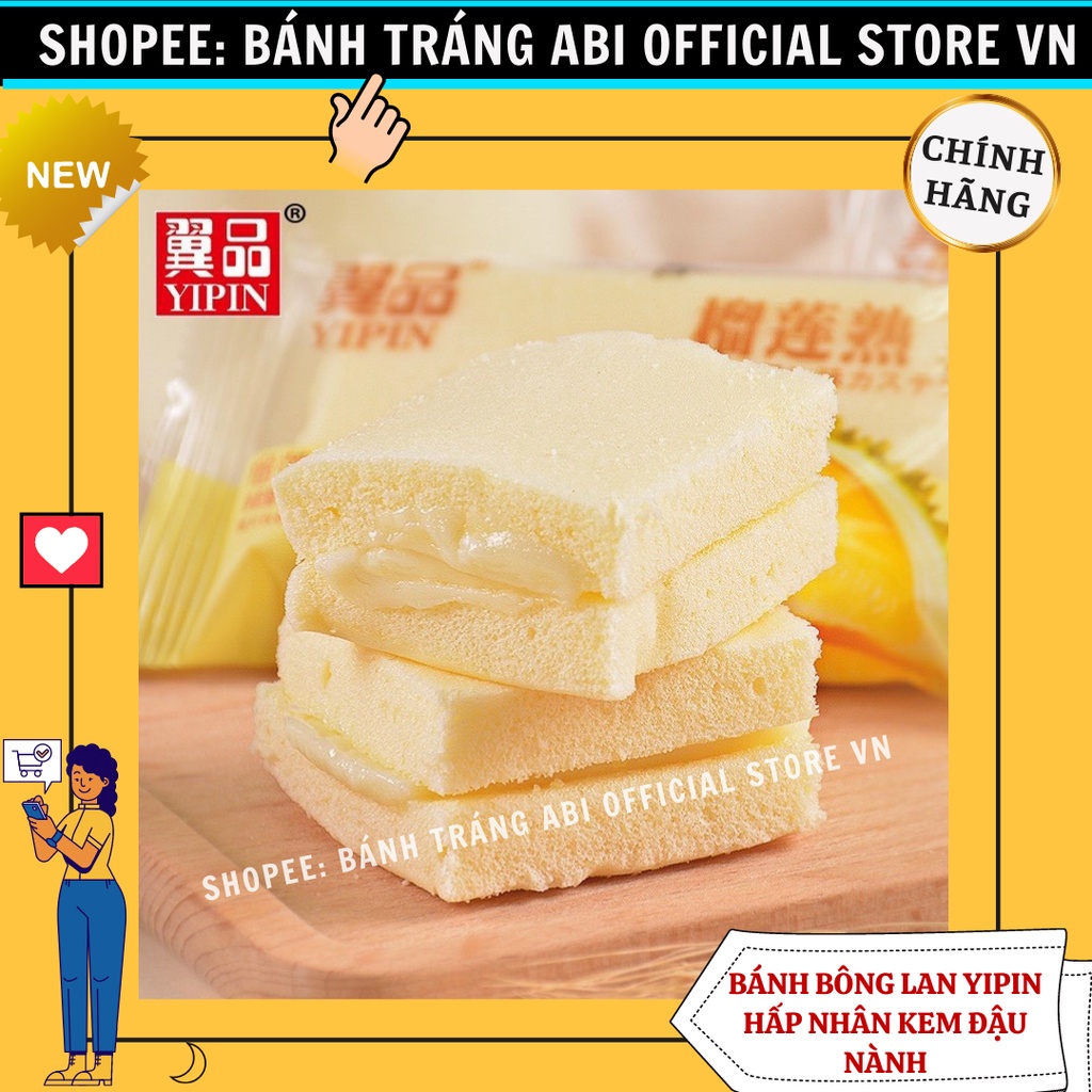 Bánh bông lan hấp nhân kem đậu nành và dưa lưới Yipin siêu ngon