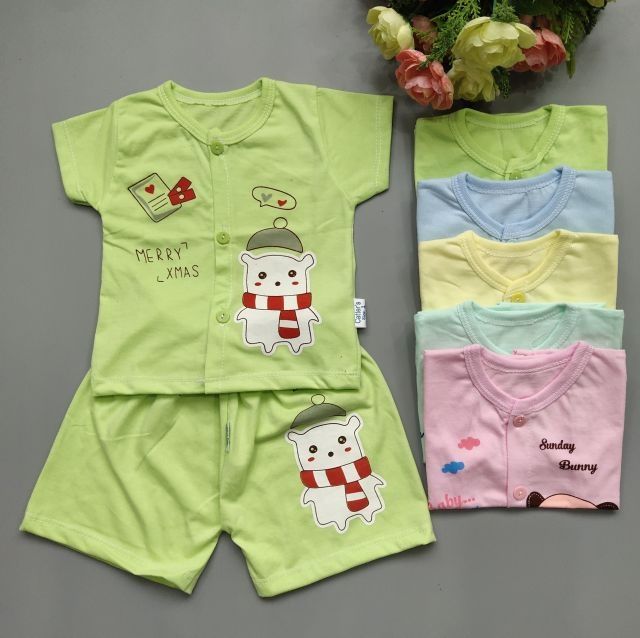 Bộ quần áo cộc tay 100% cotton chất mềm đep cho bé/nhiều màu
